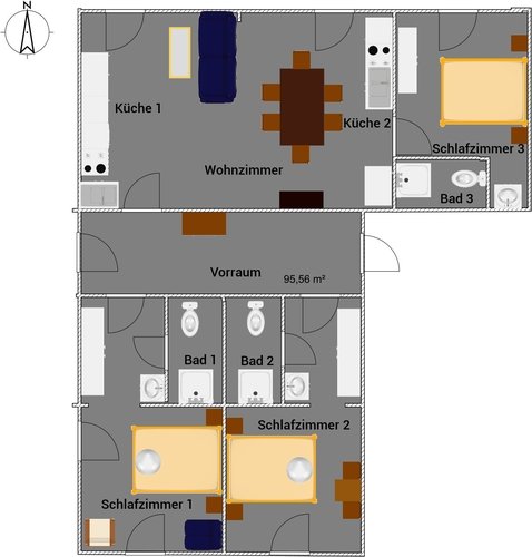 Grundriss der Ferienwohnung Hirschensprung 