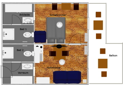 Grundriss des Appartements Bergwelt